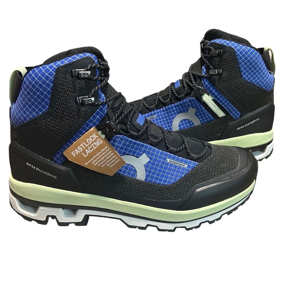 On Cloudalpine Waterproof Hiking Boots Cobalt Limelight 3WD10841198 Womens 9